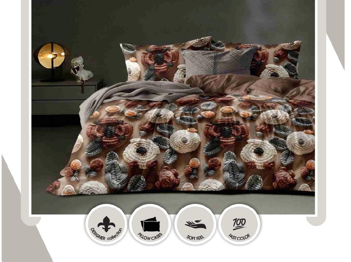 Designer 3D Textured (brown floral pattern brings depth, warm earthy tones, ) Floral Bedspread Set | 3D Bedsheet Floral | size - 7/8 ft | with 2 - pillow covers |