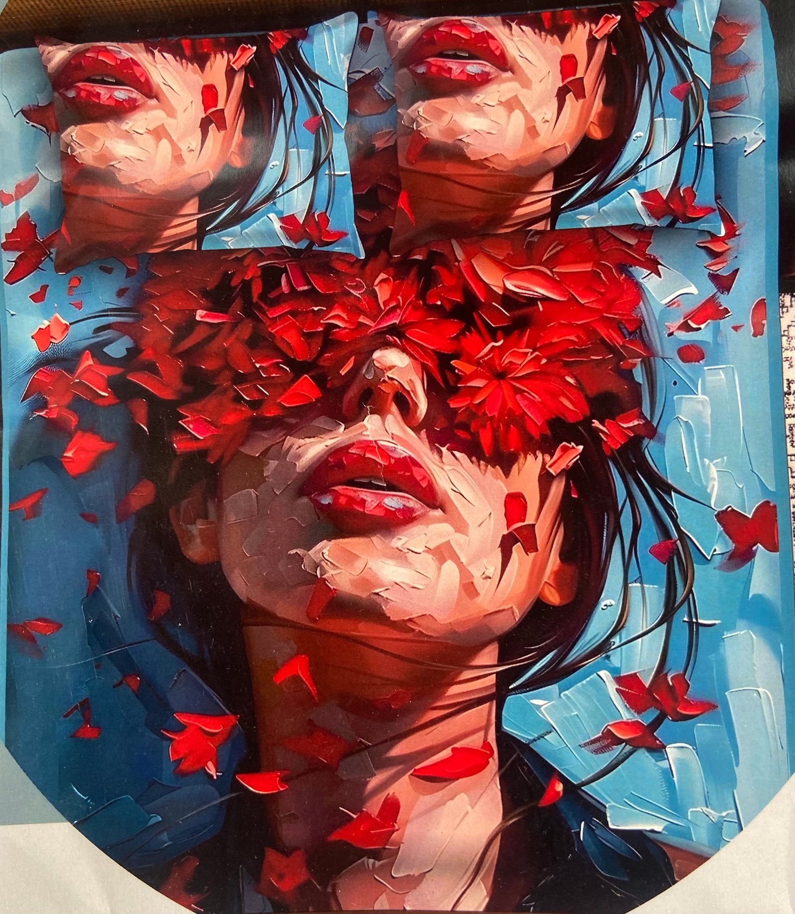 7D Bedsheet | Abstract Red Floral Portrait Bedding Set with Pillowcases | Features vivid colors, premium soft fabric |  9/9 ft KING SIZE |