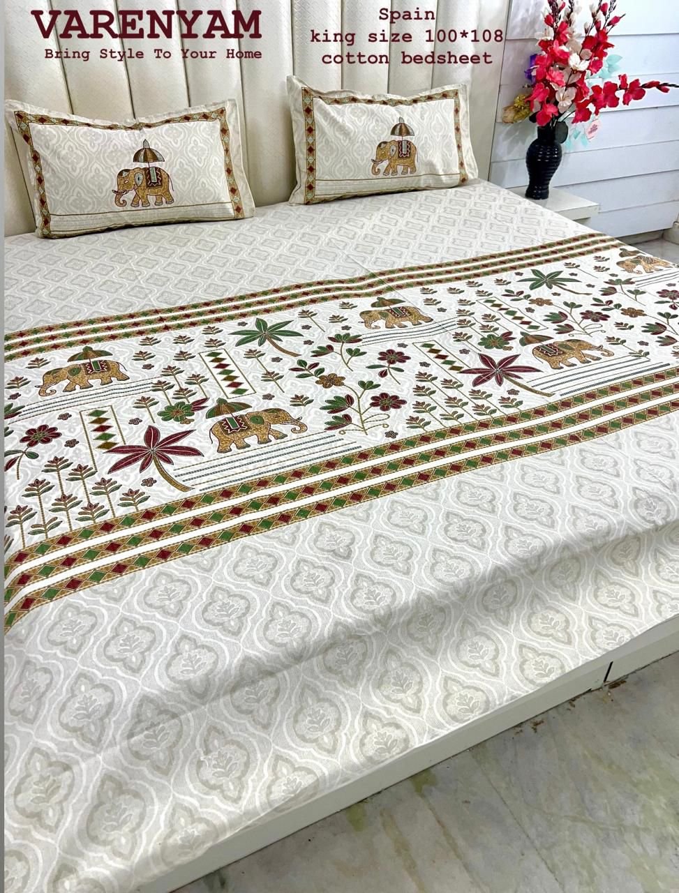 100% COTTON BEDSHEET ELEPHANT THEME