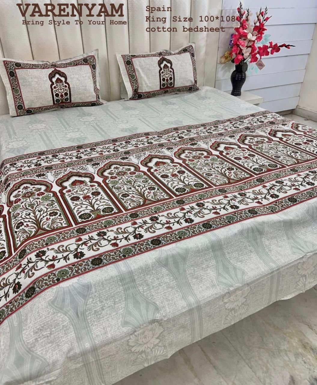 100% COTTON BEDSHEET FLOWERS EDGE