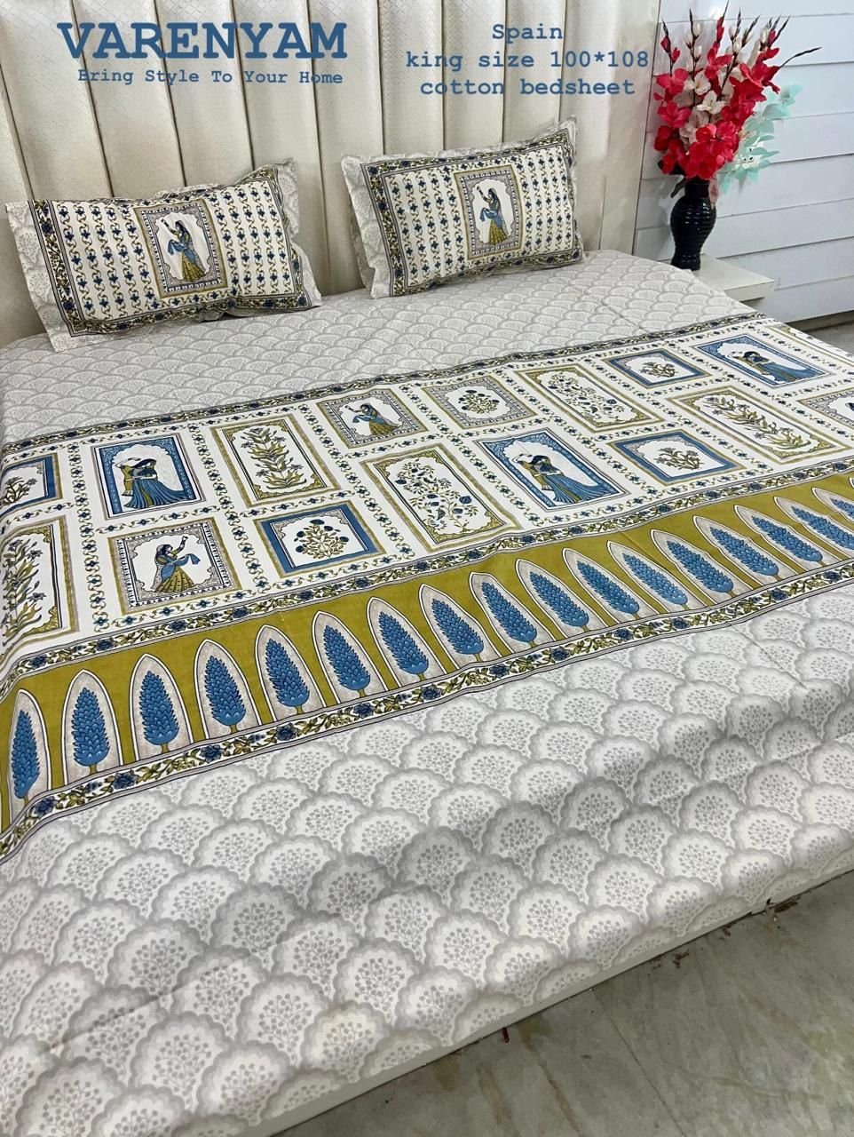 100% COTTON BEDSHEET VINTAGE THEME