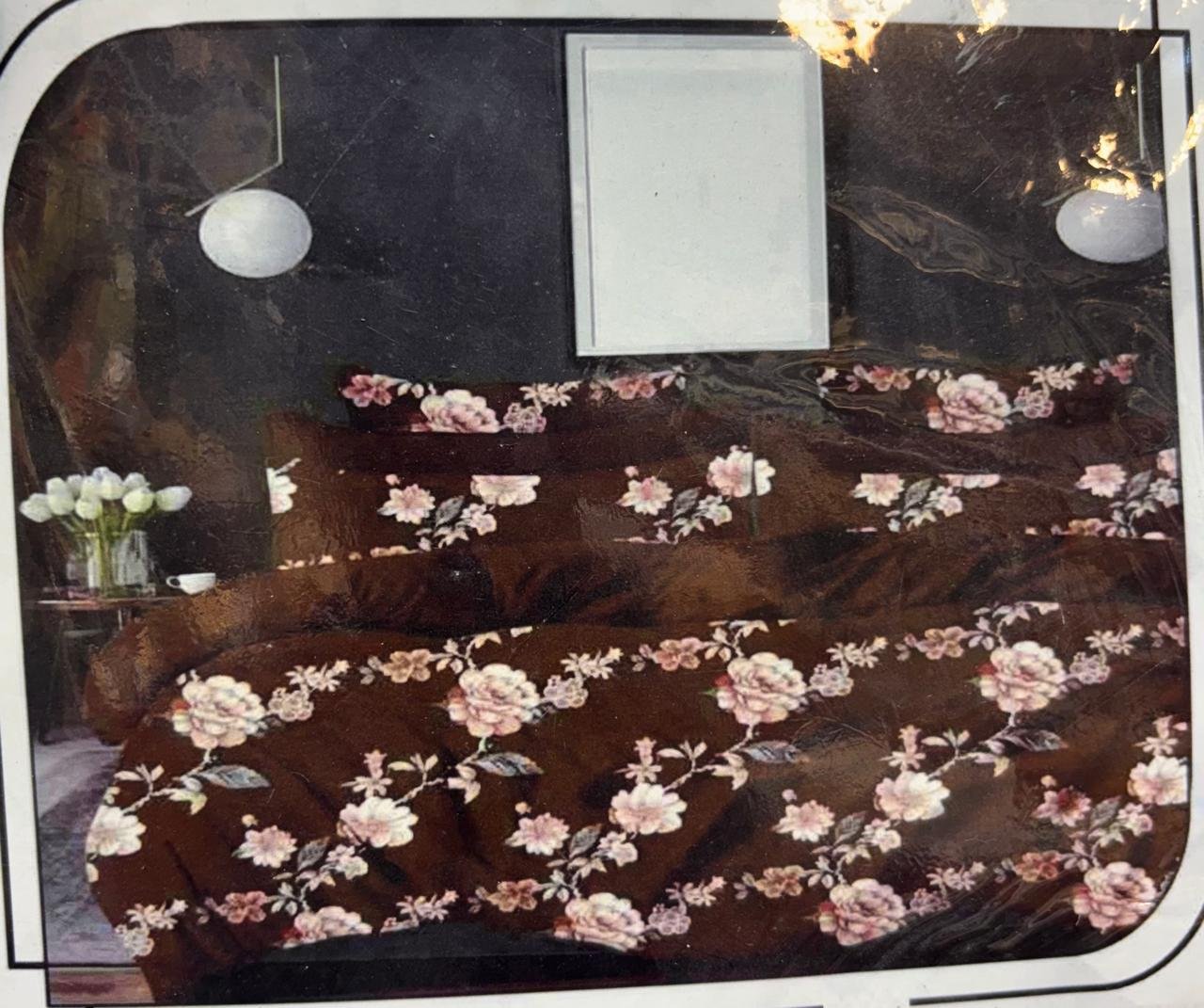 FiTTED BEDSHEET BROWN FLORAL