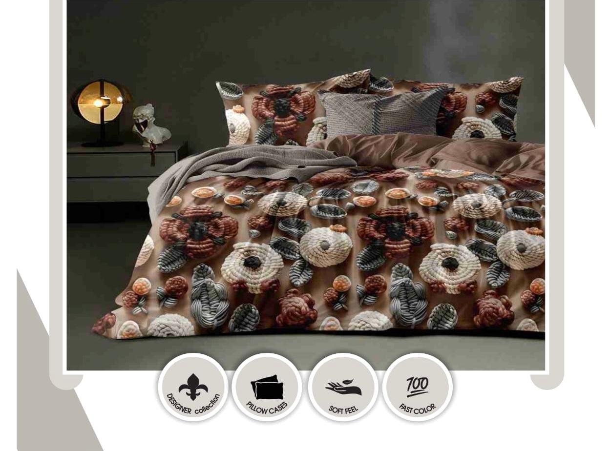 FITTED BEDHSEET  BROWN FLOWERS
