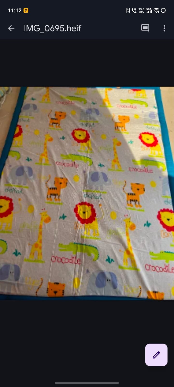 Kids Animal Print Korai Mat | Soft Korai Mat | Light blue green Border | adorable lions, giraffes, elephants, , and crocodiles | 100% ECO-FRIENDLY | KORAI MATS ( 3/7 ) FT SIZE | Indian craftsmanship w