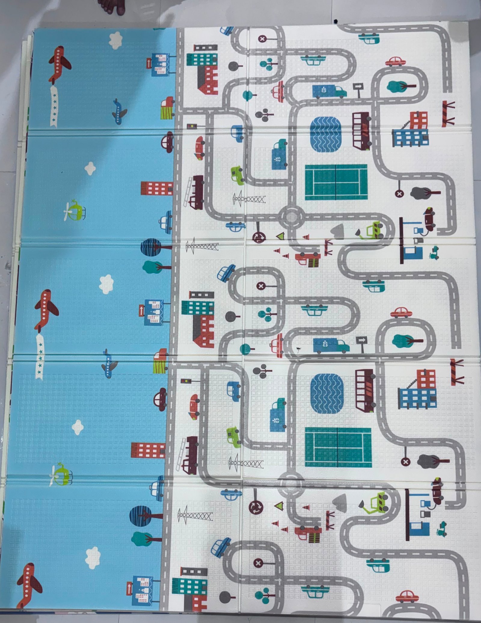 Foldable Baby Foam Play Mat | City Road Track Design | Crafted from high-density, non-toxic foam |  5X6 FT SIZE |