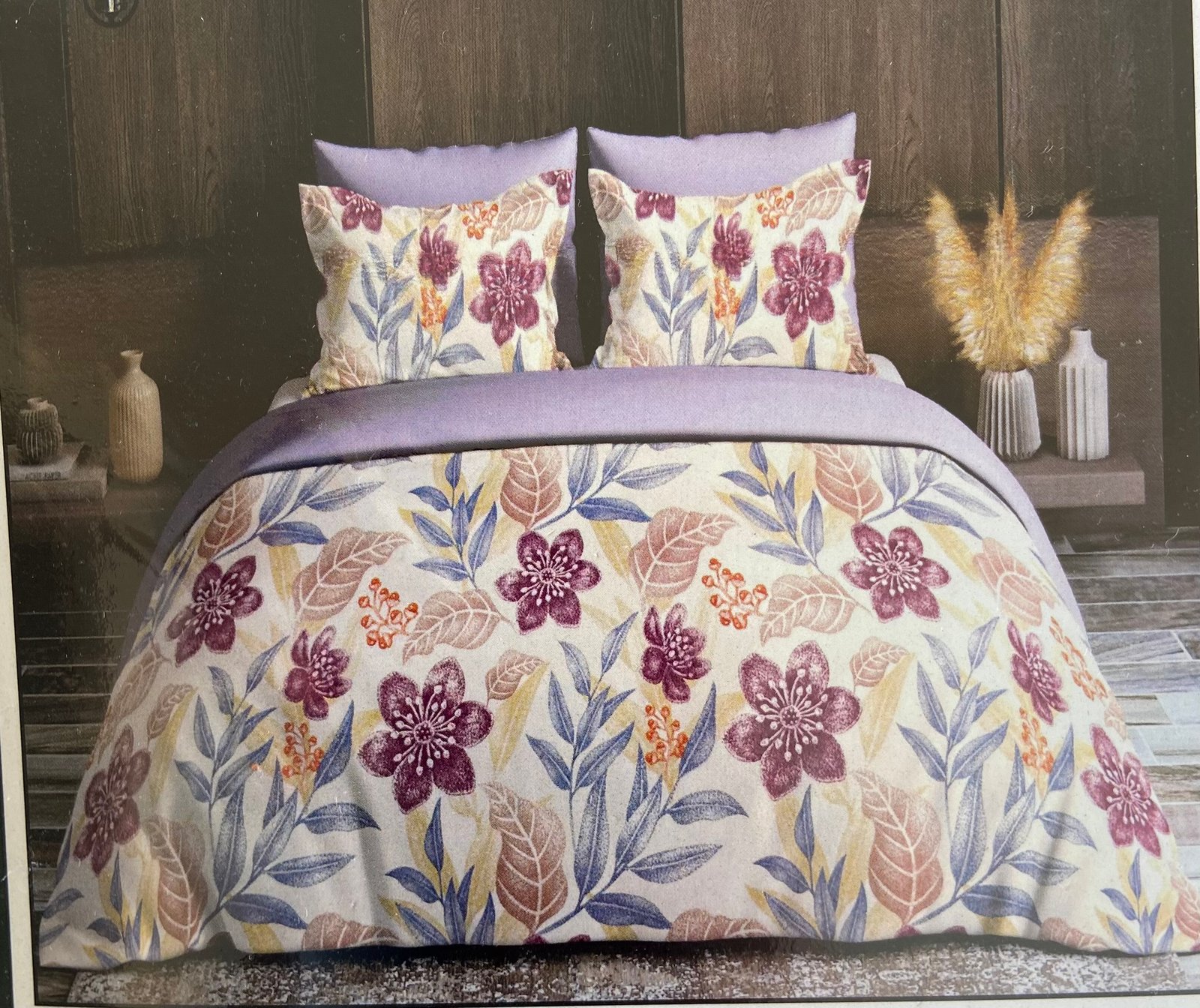 Lavender Botanical Floral Duvet Cover Set | Luxury Bedding | 7/8 FT | (WITH 2 PILLOW COVERS ) / HIGH QUALITY / BEST OFFER :- 1199 (3 BEDSHEETS + 6 PILLOW COVERS )