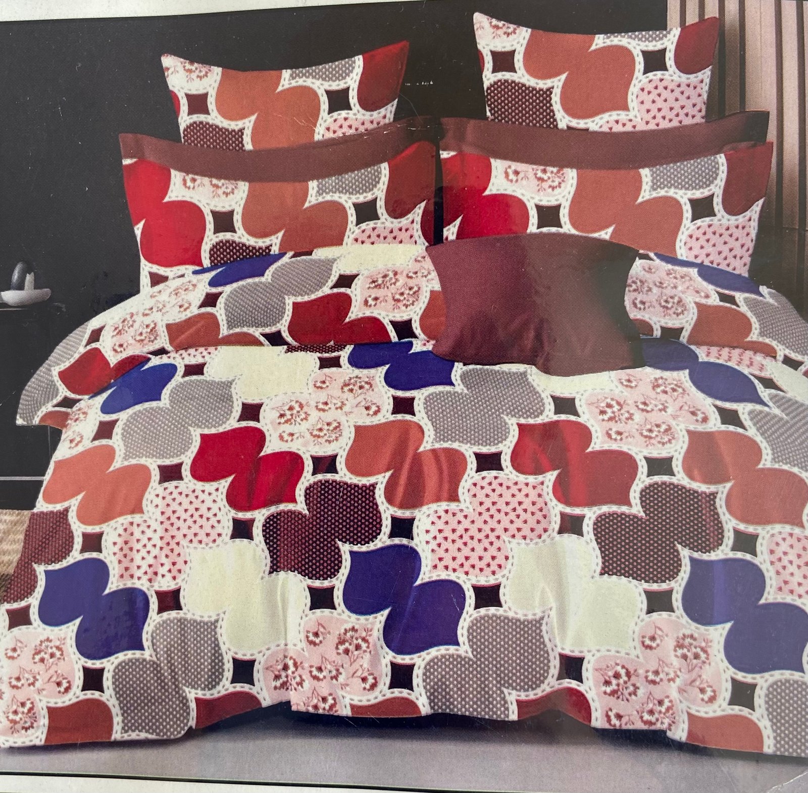 Luxury Geometric Patterned | | 7/8 FT | (WITH 2 PILLOW COVERS ) / HIGH QUALITY / BEST OFFER :- 1199 (3 BEDSHEETS + 6 PILLOW COVERS )