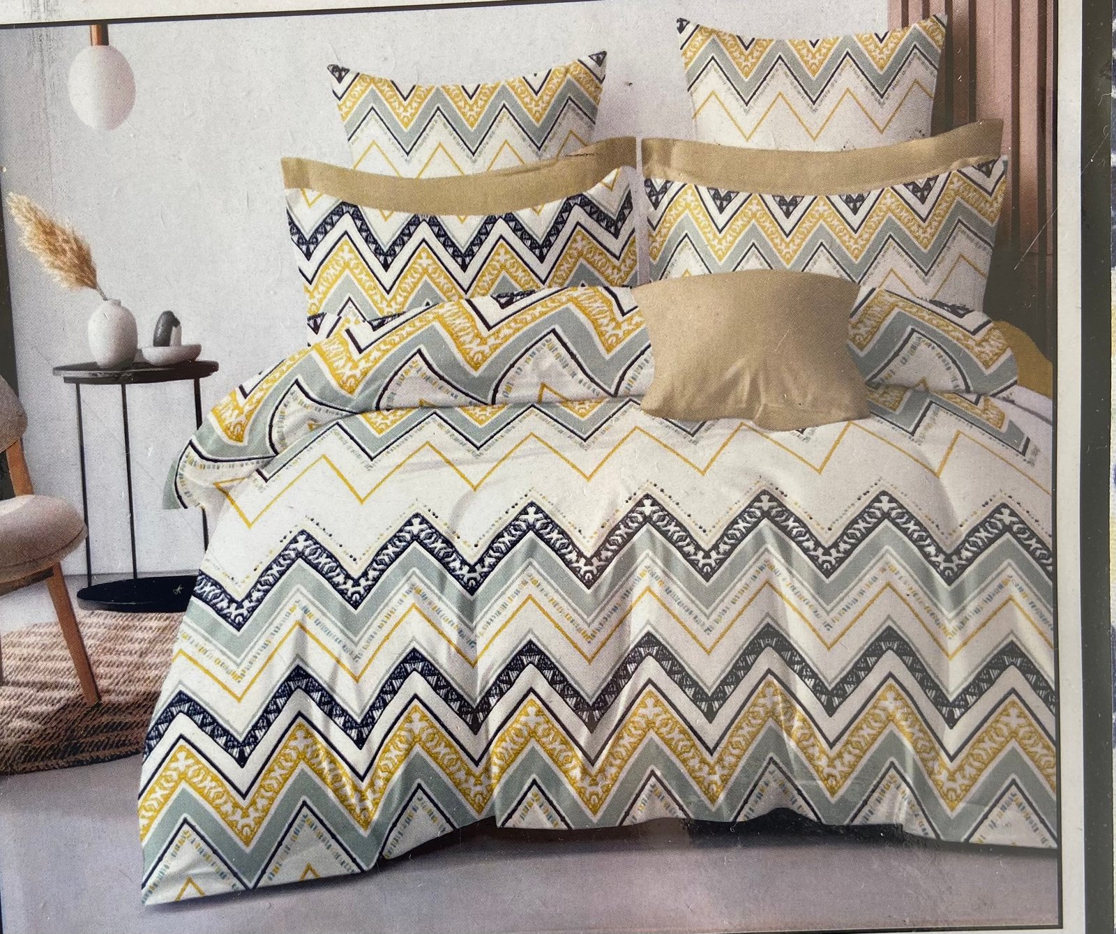 Geometric Chevron Print Duvet Cover | Bedding Set | 7/8 FT | (WITH 2 PILLOW COVERS ) / HIGH QUALITY / BEST OFFER :- 1199 (3 BEDSHEETS + 6 PILLOW COVERS )